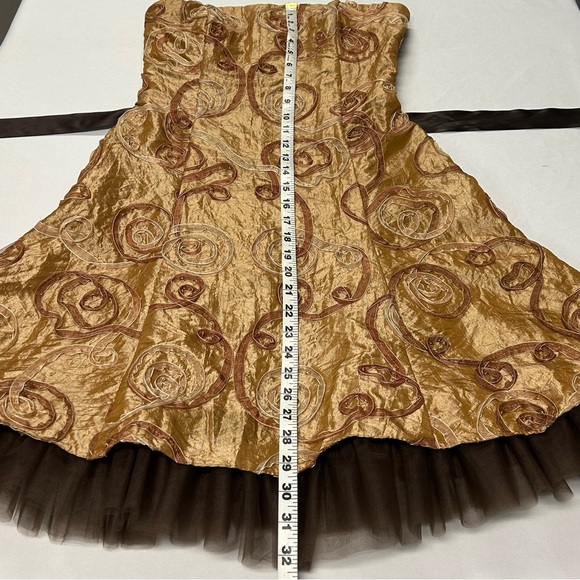 Vntg Jessica McClintock Strapless Formal Dress Size 10 Ruffle Metallic 3D Fairy - Picture 10 of 12